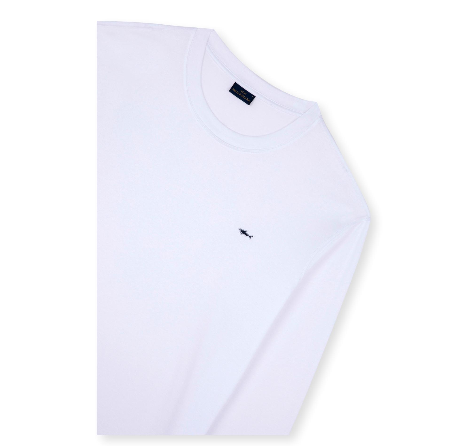 PAUL SHARK T Shirt Uomo Manica Lunga Shark Badge Regular Fit C0P1093 Colore Bianco