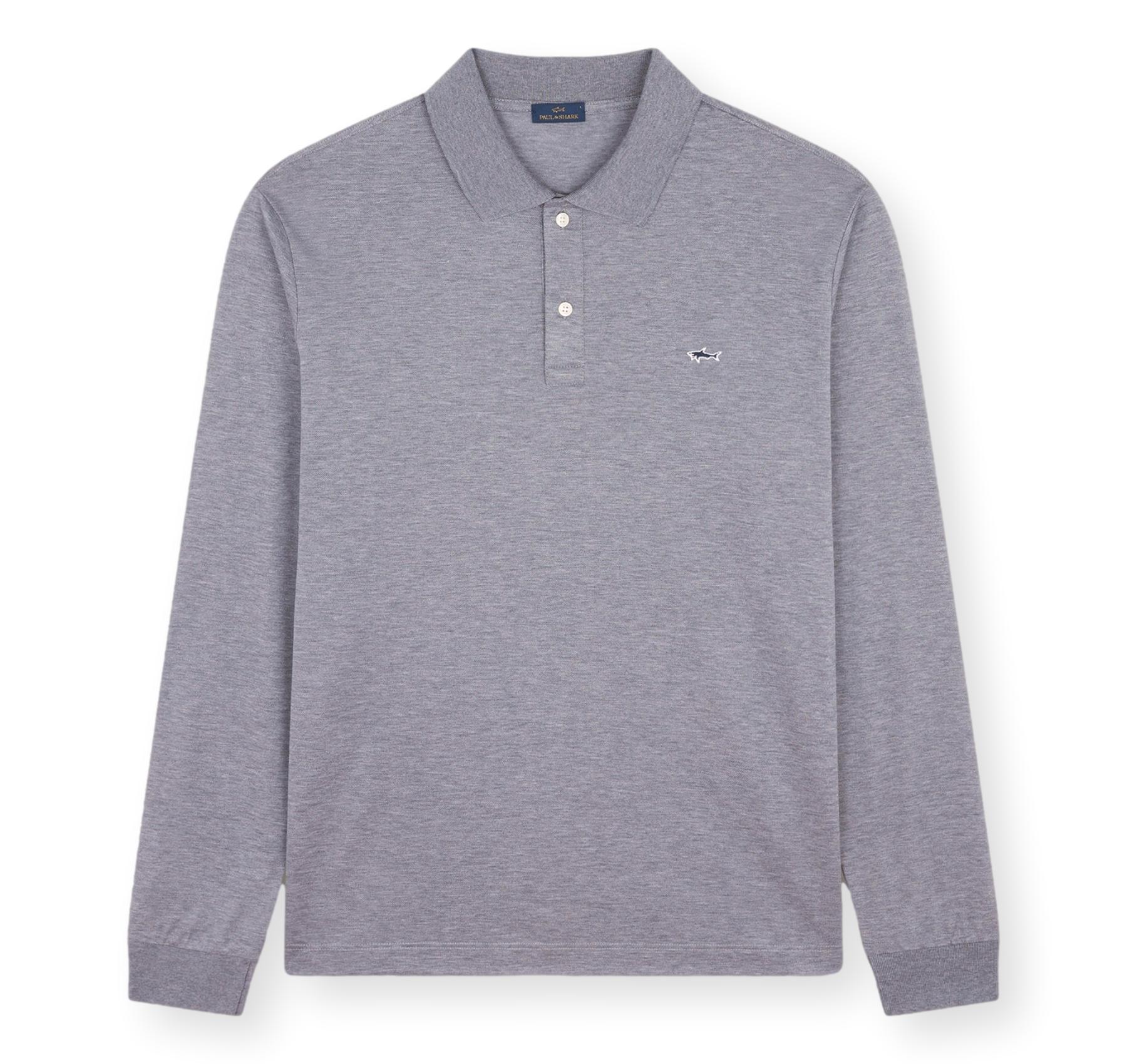 PAUL SHARK Polo Uomo Cotone Double Piqué Manica Lunga 99311003 Colore Grigio
