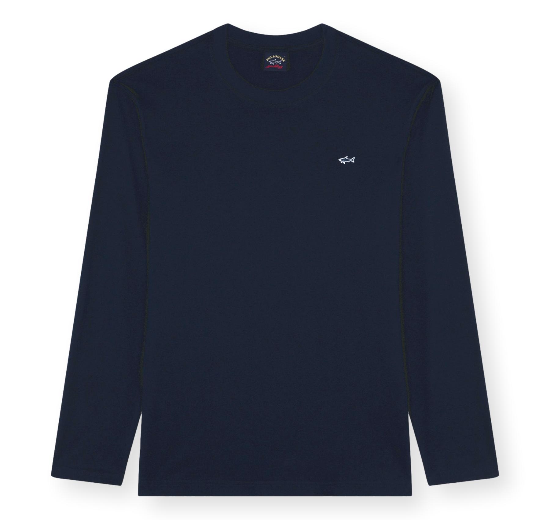 PAUL SHARK T Shirt Uomo Manica Lunga Cotone Jersey Regular Fit 99311006 Colore Blu Scuro