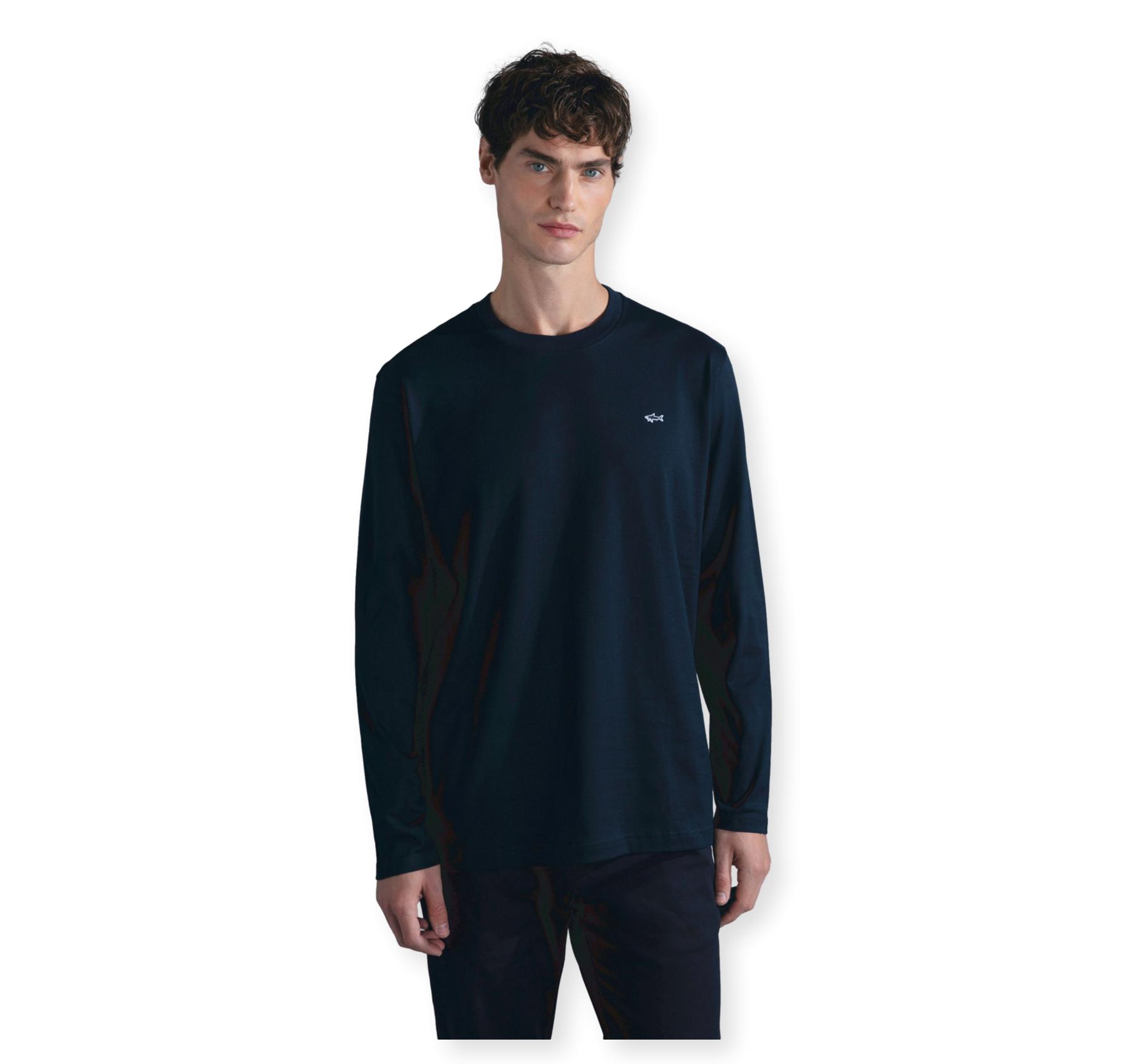 PAUL SHARK T Shirt Uomo Manica Lunga Cotone Jersey Regular Fit 99311006 Colore Blu Scuro