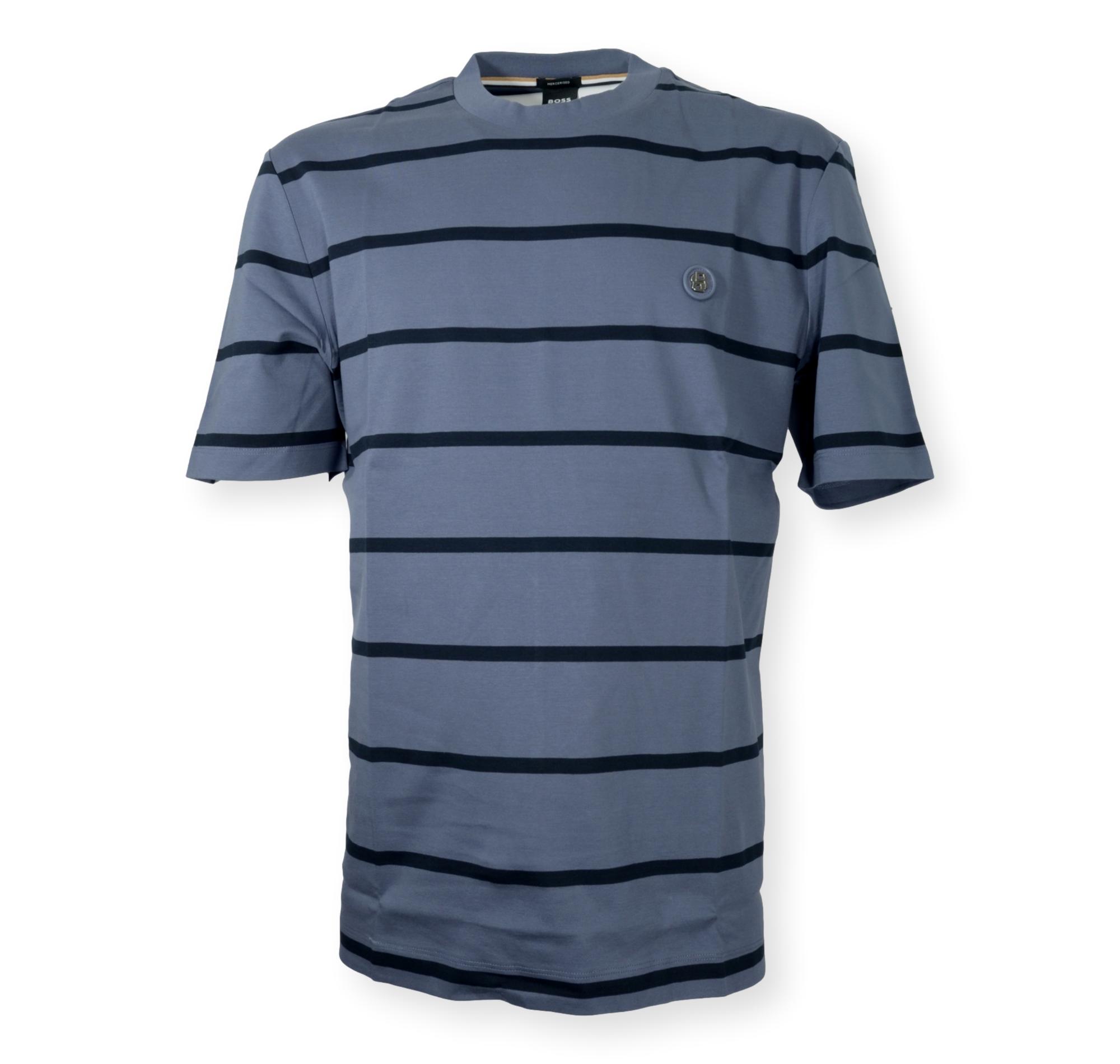 BOSS T Shirt Uomo In Cotone Mercerizzato Con Monogramma Double B C Taut 01 50555844 Colore Blu a Righe