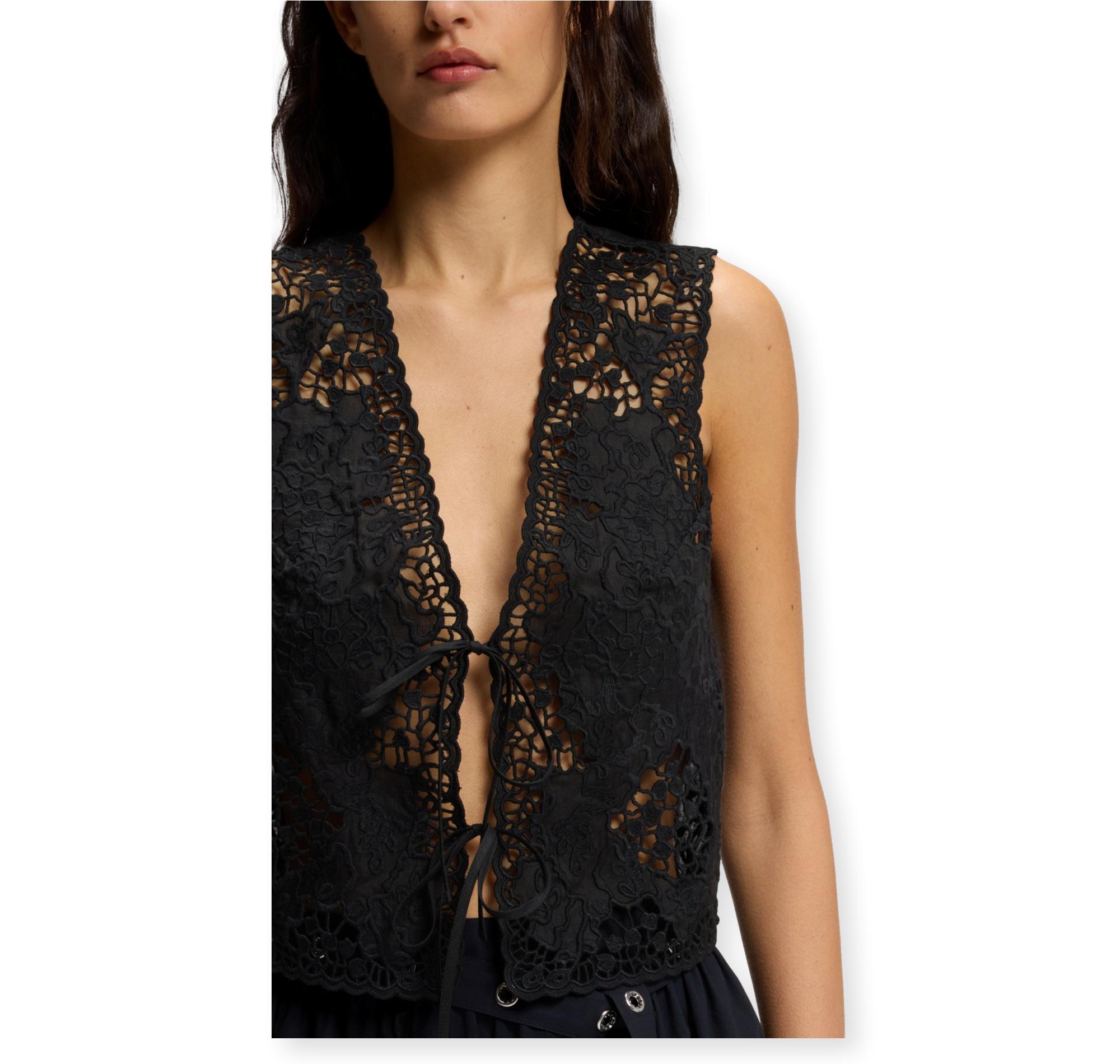 BOSS Gilet Donna Ricamato Con Chiusura a Cravatta C Irika 50556743 Colore Nero