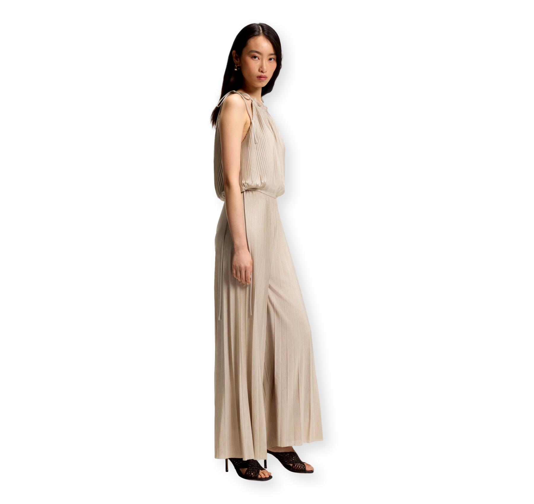 BOSS Tuta Donna Jumpsuit Con Pieghe Plissé In Jersey Lucente Edecki 50559000 Colore Beige