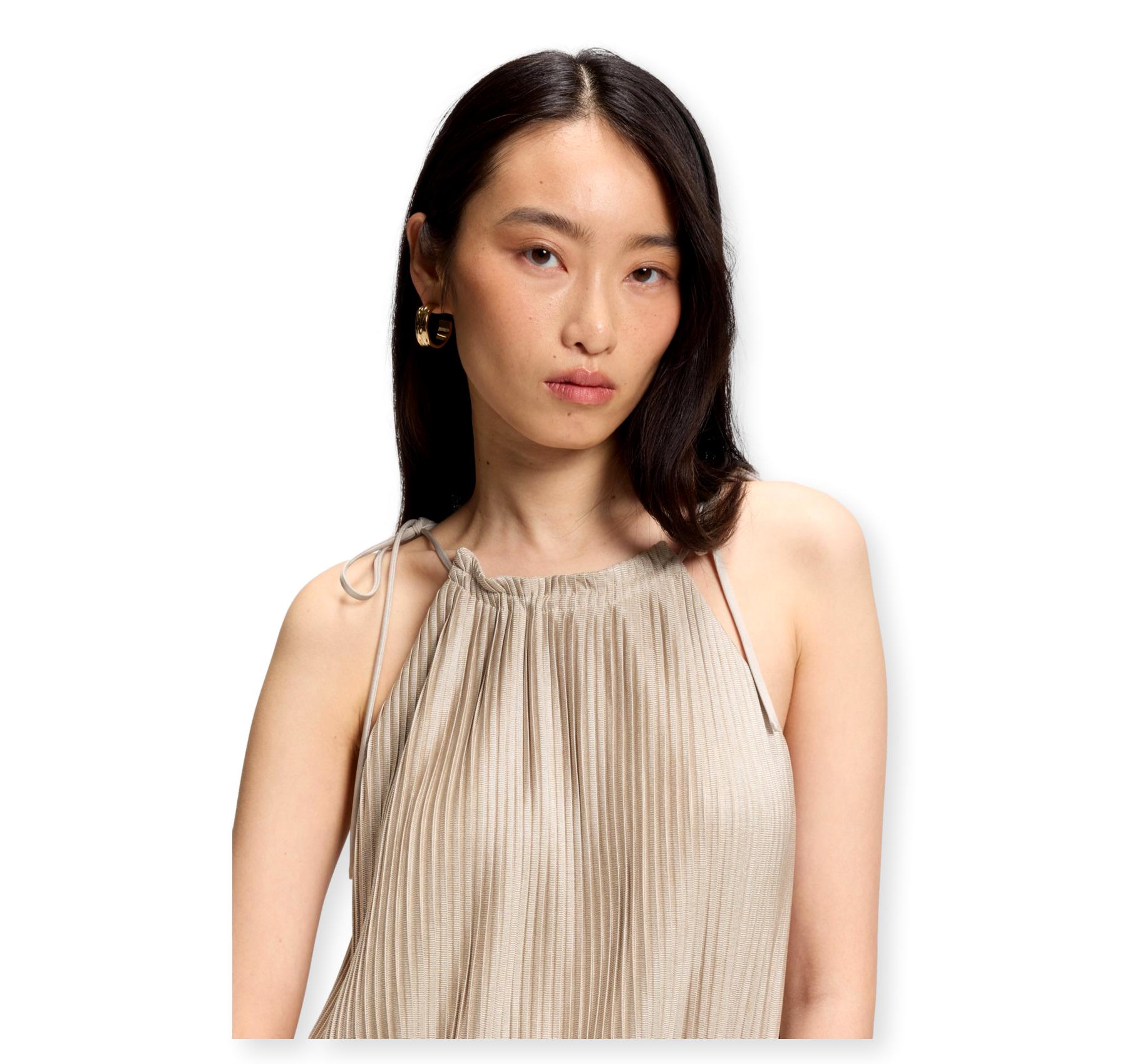 BOSS Tuta Donna Jumpsuit Con Pieghe Plissé In Jersey Lucente Edecki 50559000 Colore Beige