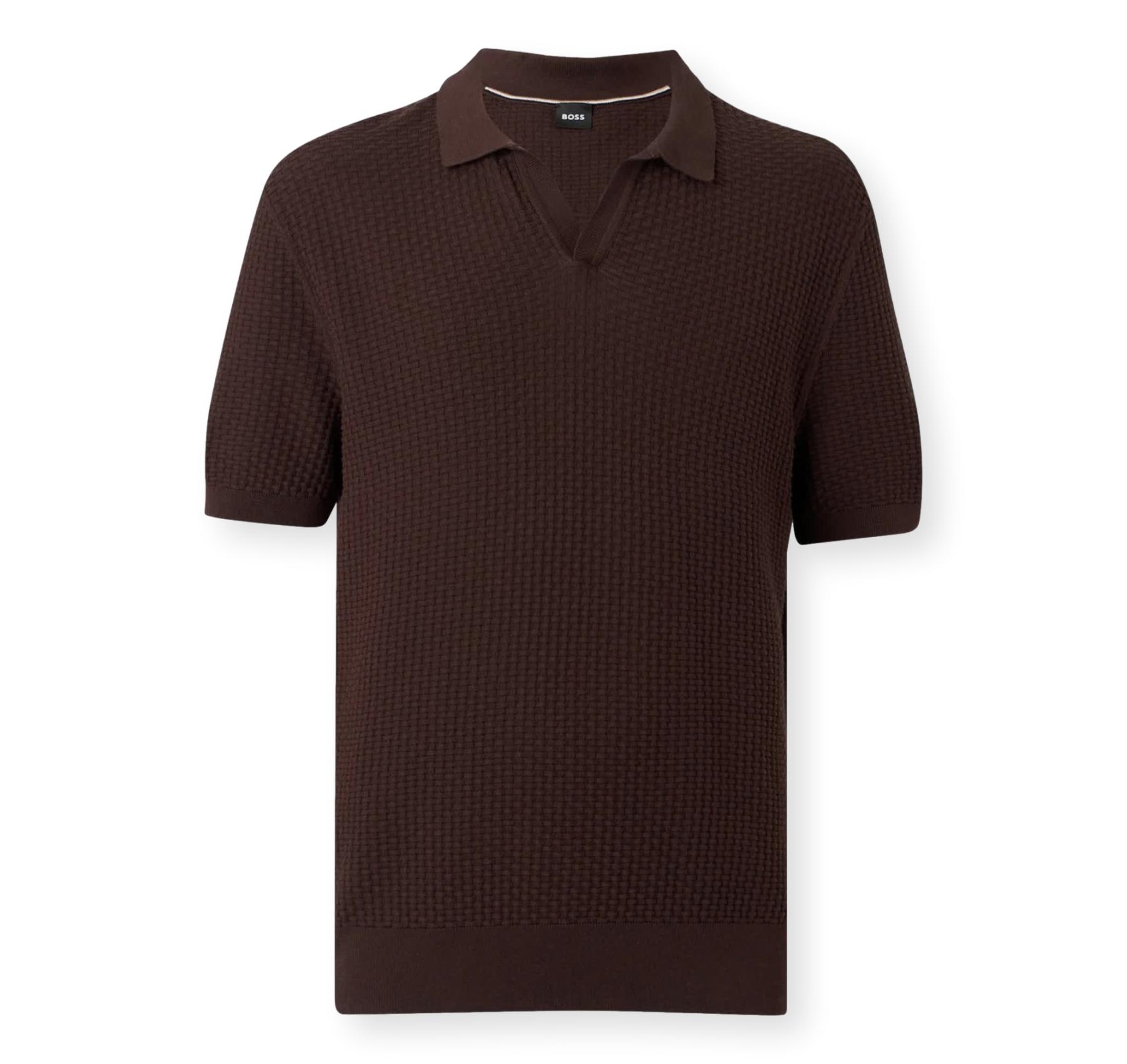 BOSS Polo Uomo In Cotone Elasticizzato Regular Fit H Natalo 50561613 Colore Marrone Scuro