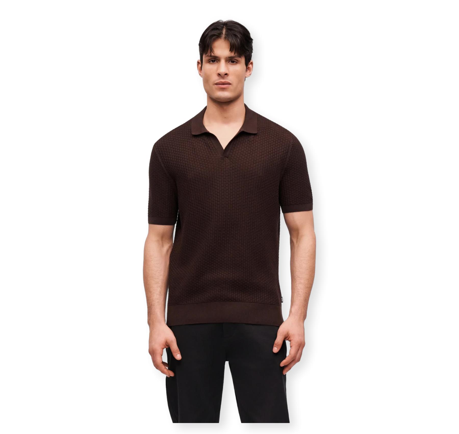 BOSS Polo Uomo In Cotone Elasticizzato Regular Fit H Natalo 50561613 Colore Marrone Scuro