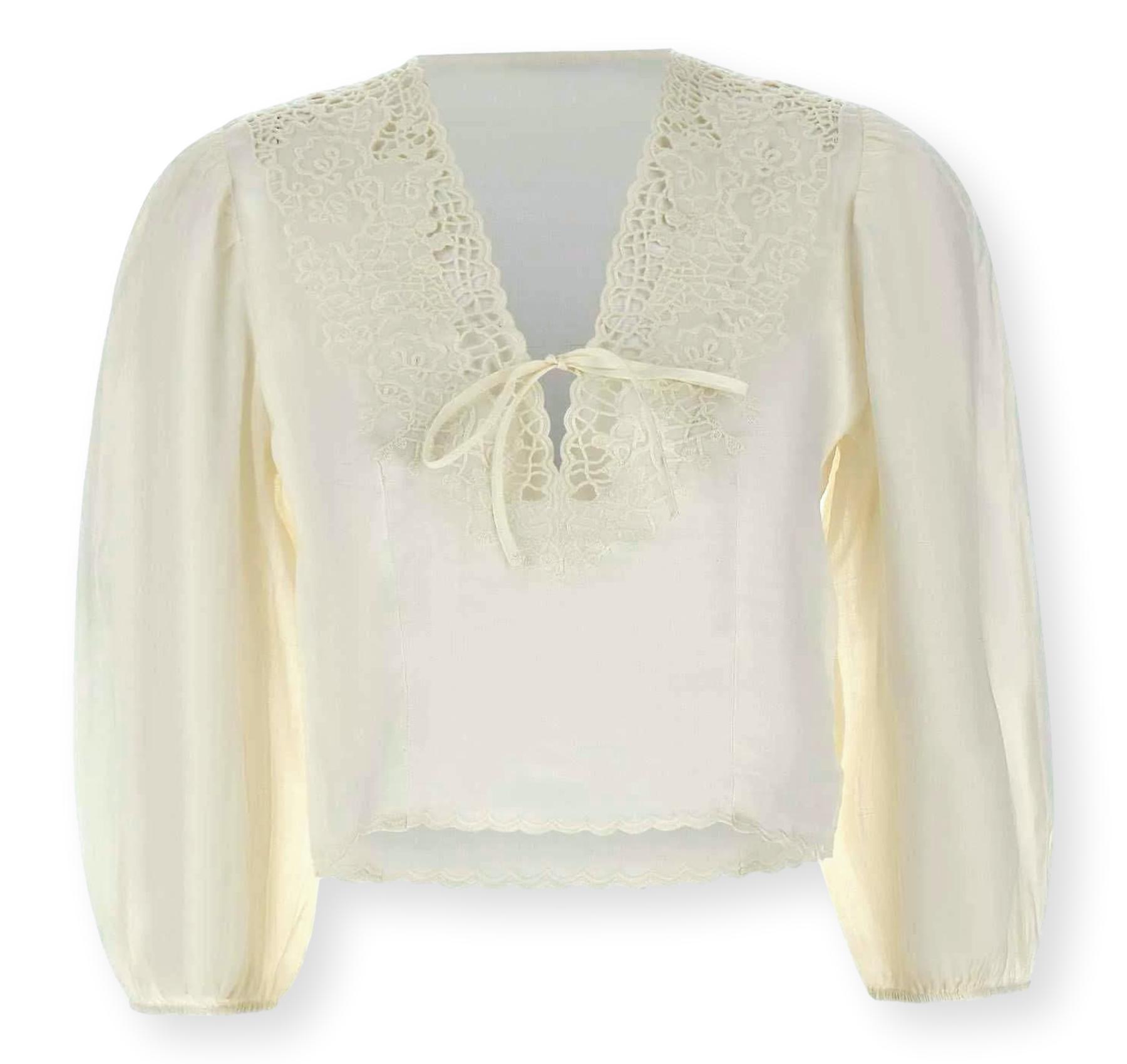 BOSS Blusa Donna Taglio Crop Con Orlo Merlettato C Briketta 50556734 Colore Avorio