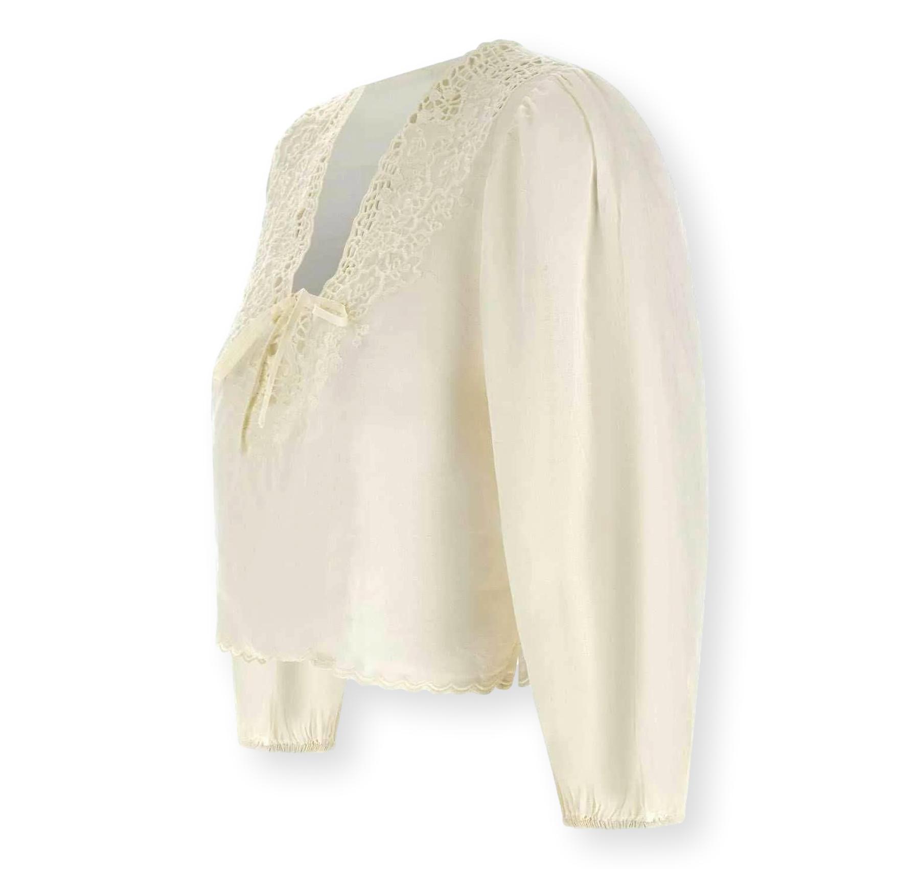 BOSS Blusa Donna Taglio Crop Con Orlo Merlettato C Briketta 50556734 Colore Avorio