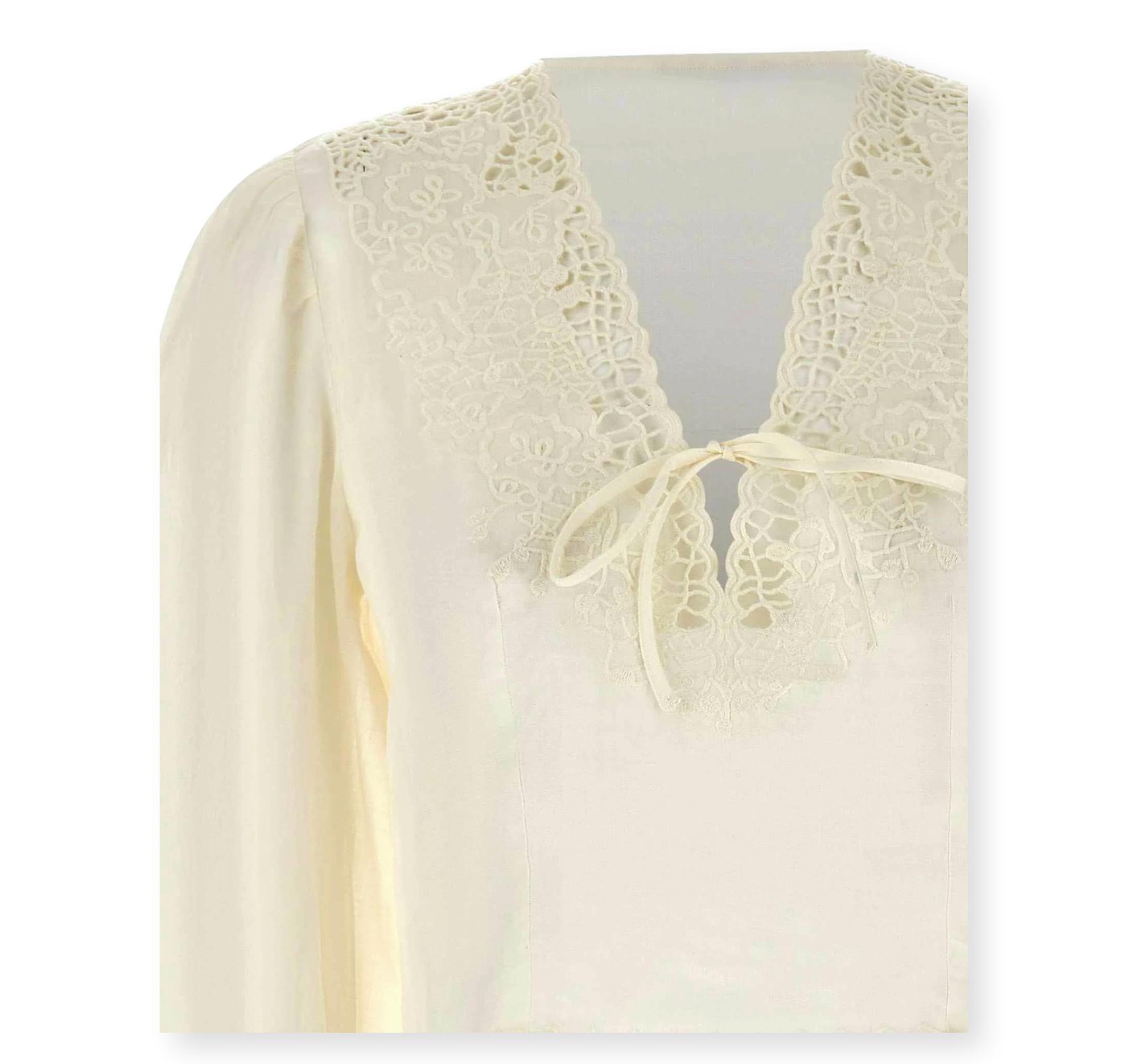 BOSS Blusa Donna Taglio Crop Con Orlo Merlettato C Briketta 50556734 Colore Avorio