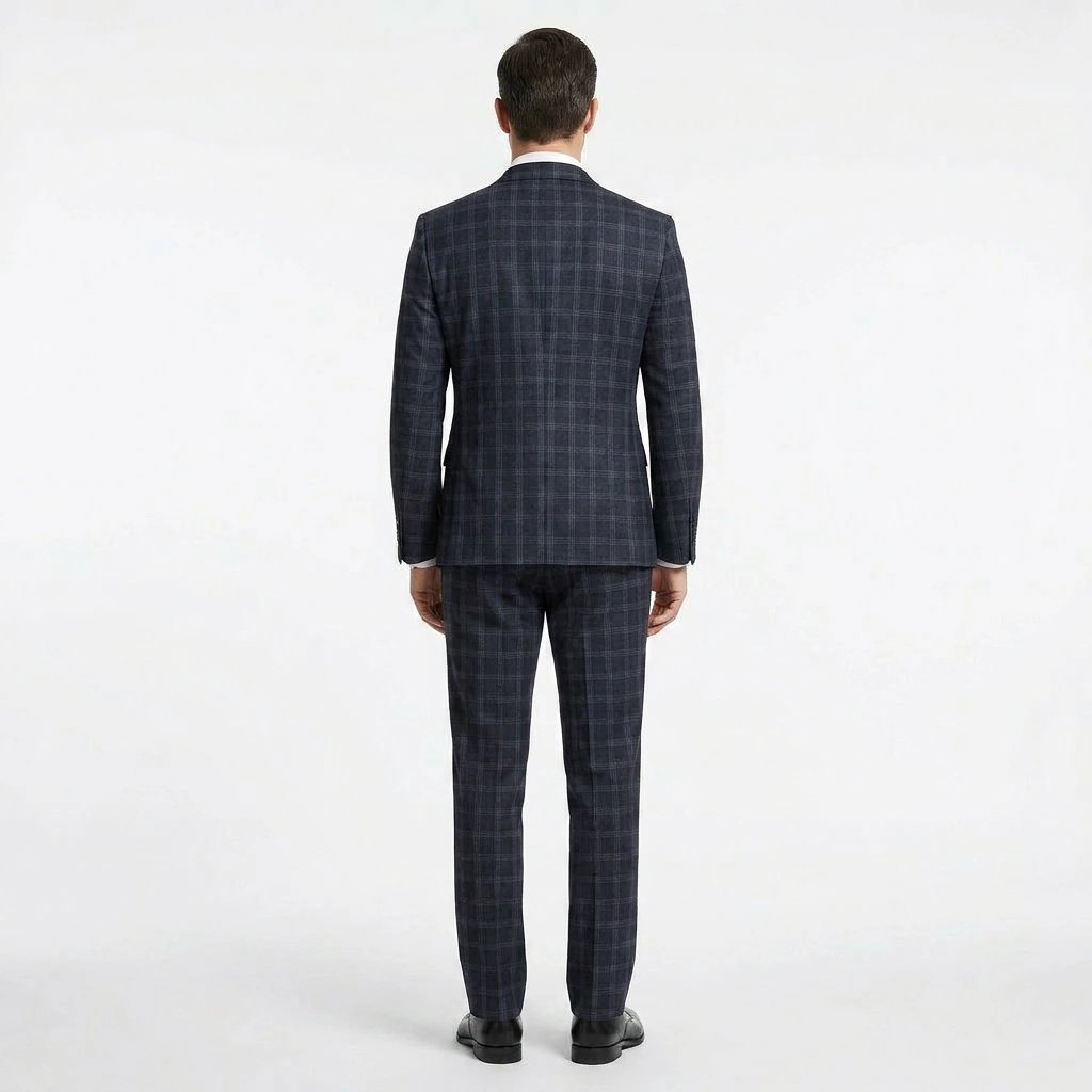 ALESSANDRO GILLES Abito Uomo Blu Quadri Slim Fit Lana Elegante A222 2089