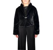 LISA KOTT Bolero Giacchina in Pelliccia Sintetica Curvy Style PL300 Nero