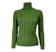CASHMERE COMPANY Maglia Donna Dolcevita Treccia Verde ID203114 124 Cashmere e Lana