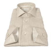 XACUS Camicia Uomo Lino e Cotone 61922001 Modello Tailor Colore Sabbia