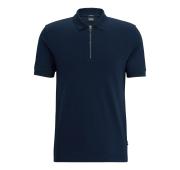 BOSS Polo Uomo In Cotone Mercerizzato Con Zip Slim Polston 11 50513375 Colore Blu