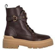 PINKO Anfibi Donna in Pelle Con Cinturino Logato Davanti MIA 07 ANKLE BOOT Colore Marrone