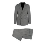 BOSS Abito Uomo Slim Fit Doppiopetto in Lana Con Micromotivo 50518118 Colore Grigio