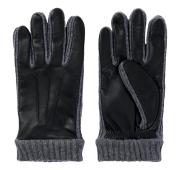 BOSS Guanti Uomo in Lana e Pelle Con Logo Modello Hyden-KN 50526828 Nero
