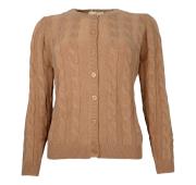 CASHMERE COMPANY Cardigan Treccia Donna Slim Fit ID113 1235 Cashmere e Lana Colore Beige