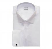 XACUS Camicia Cerimonia Uomo Doppi Polsi Collo italiano Tinta Unita Twill 11209001 Bianco