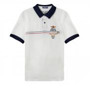 AERONAUTICA MILITARE Polo Frecce Tricolori Con Scie PO1698 Ricamo Frecce Tricolori Colore Bianco