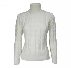 CASHMERE COMPANY Maglia Donna Dolcevita Treccia Bianco ID203114 1234 Cashmere e Lana