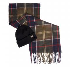BARBOUR Cappello e Sciarpa Uomo Set Regalo Swinton e Galingale Gift MGS0079TN11 Tartan Classico