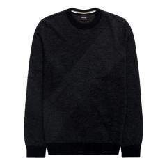 BOSS Maglione Uomo Con Motivo Jacquard Bicolore H-Eclaus 50526845 Colore Nero