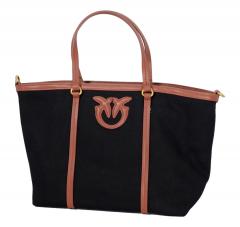 PINKO Borsa Donna Miranda Shopper Classic Canvas e Pelle 104714 ZL2Q Colore Nero