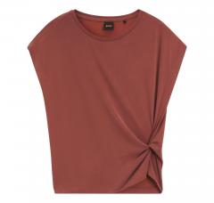 BOSS T Shirt Donna In Jersey Con Dettaglio Twist Laterale C Ebony 50553458 Colore Rosso Mattone