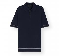 BOSS Polo Uomo Mezza Zip In Misto Lino H Norbertino 50560474 Colore Blu