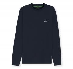 BOSS T shirt Uomo Manica Lunga In Cotone Elasticizzato Con Logo A Contrasto Tee Long 50506365 Colore Blu Scuro