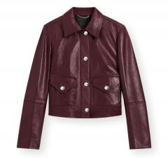 BOSS Giubbotto Donna in Pelle Con Bottoni Con Logo C Sakara 50562735 Colore Bordeaux