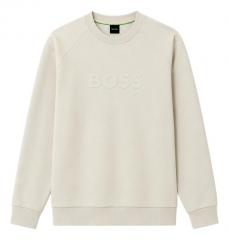 BOSS Felpa Uomo Girocollo In Cotone Elasticizzato Regular Fit Salbo 50565307 Colore Beige