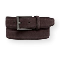 BOSS Cintura Uomo in Pelle Scamosciata Marrone con Fibbia Logo ELLOY 50563958