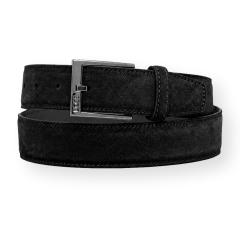 BOSS Cintura Uomo in Pelle Scamosciata Nero con Fibbia Logo ELLOY 50563958