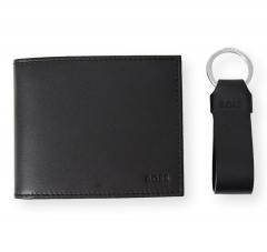 BOSS Portafoglio Uomo in Pelle con Portachiavi Set Trifold Keyring 50559392 Colore Nero
