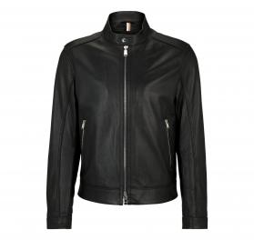 BOSS Giubbotto Uomo Regular Fit In Pelle Martellata Colletto