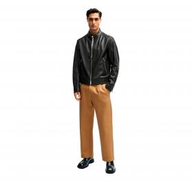 BOSS Giubbotto Uomo Regular Fit In Pelle Martellata Colletto