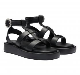 BOSS Sandali Donna In Pelle Con Plateau Chiusura con Fibbia 