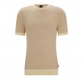 BOSS Maglione Uomo A Maniche Corte In Misto Cotone Con Micro