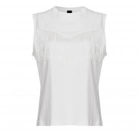 PINKO T-Shirt Donna Smanicata Twilight Jersey Con Frange Z05