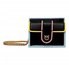 PINKO Card Holder Pocket Vitello Nappato Profili Multicolor 