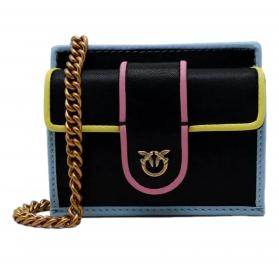 PINKO Card Holder Pocket Vitello Nappato Profili Multicolor 