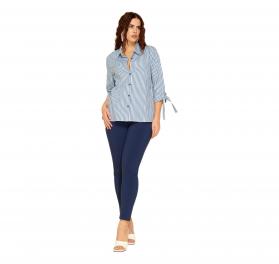 LISA KOTT Camicia Donna Con Bottoni a Righe 5166 Colore Blu 