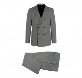 BOSS Abito Uomo Slim Fit Doppiopetto in Lana Con Micromotivo