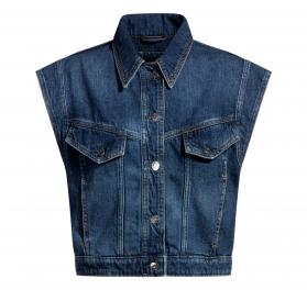 BOSS Gilet Donna Squadrato Senza Maniche In Denim Indaco Mod