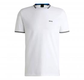 BOSS T-shirt Uomo In Cotone Elasticizzato Con Dettagli A Rig