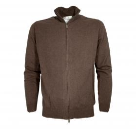 CASHMERE COMPANY Maglia Full Zip Uomo 95% Cotone 5% Cashmere Colore 125 Marrone