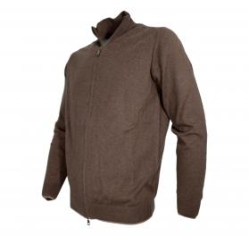 CASHMERE COMPANY Maglia Full Zip Uomo 95% Cotone 5% Cashmere Colore 125 Marrone