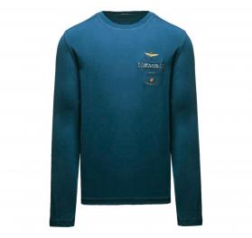 AERONAUTICA MILITARE T Shirt Uomo Manica Lunga In Cotone Tinto Capo e Canvas TS2470UJ00705 Colore Blu Avio